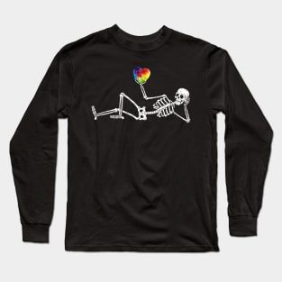 Heart Valentines Day Skeleton Gothic Boyfriend Him Gift Long Sleeve T-Shirt